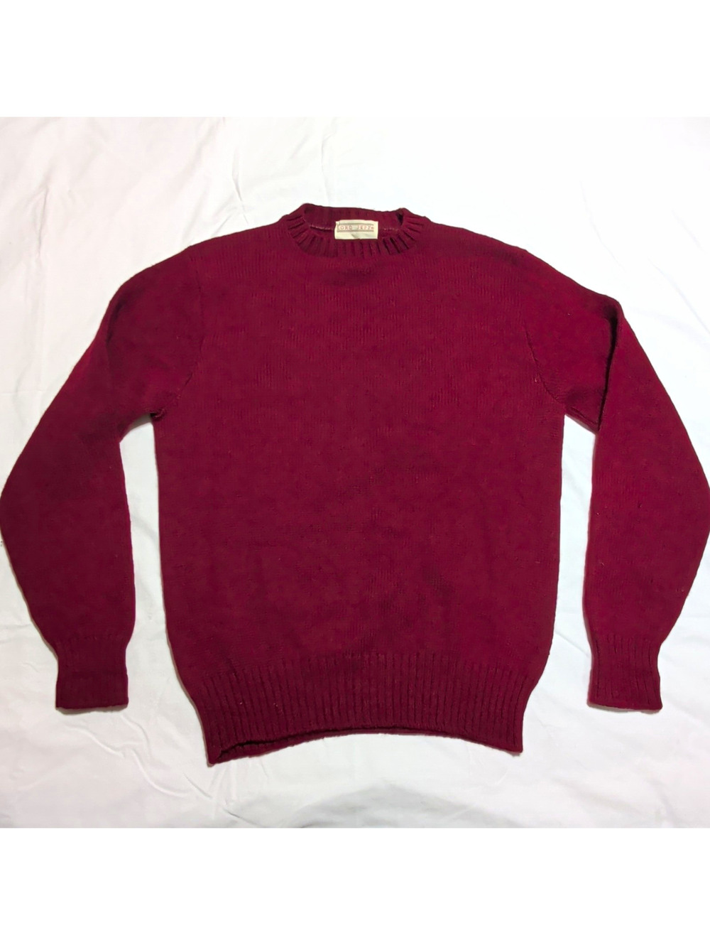 Vintage Lord Jeff Burgundy Sweater Knit Wool Blend Ivy League [M]